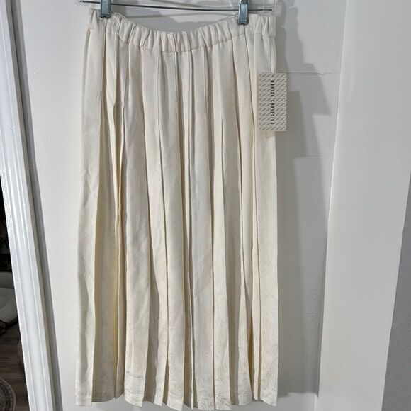 Marisa Christina Elegant Vintage Cream Pleated Skirt Size L  Petite NWT - Picture 2 of 12